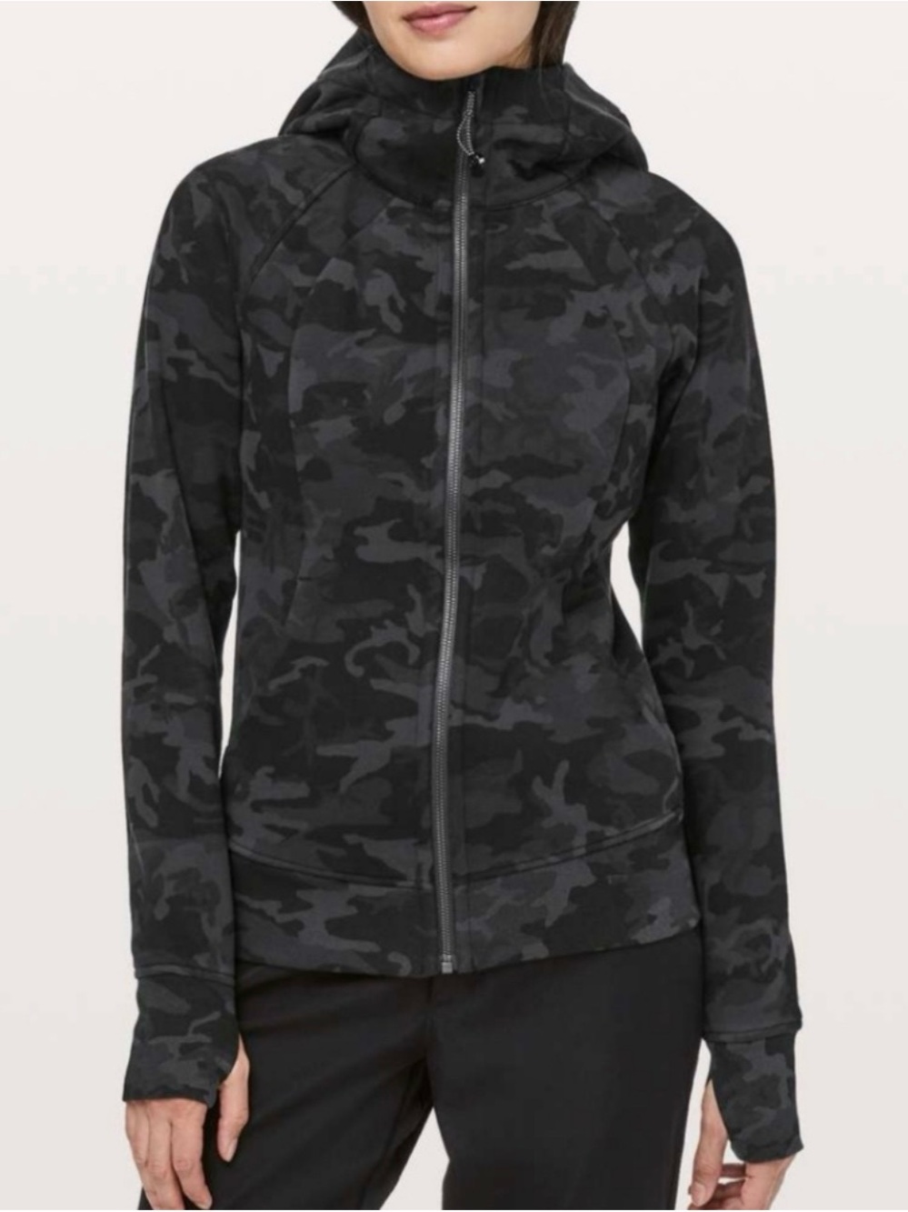 Lululemon Black Grey Camo Scuba Zip-Up Hoodie